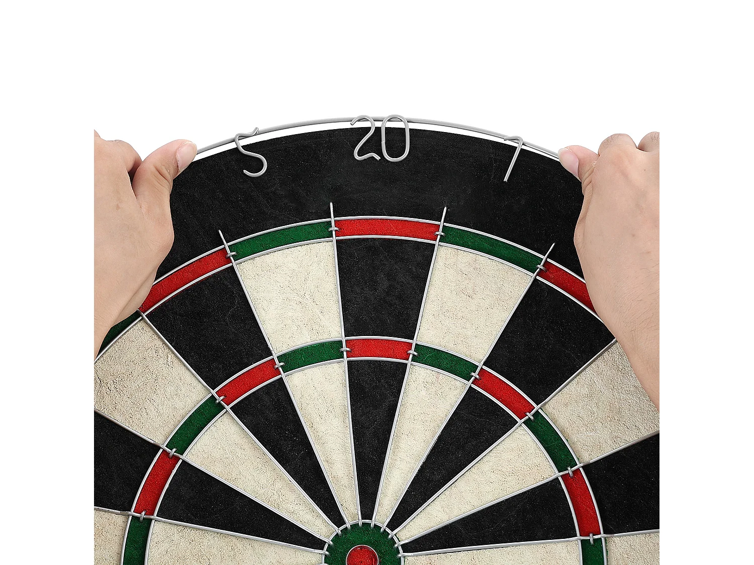 Cible de Fléchettes SucceBuy 45.1 cm avec 6 Fléchettes à Pointe en Acier et Kit de Pointage, Planche à Fléchette en Fibres de Sisal Auto-Cicatrisantes