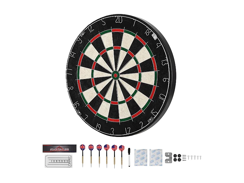 Dartbord SucceBuy 45.1 cm met 6 Staalpunt Dartpijlen en Scorekit, Dartbord van Sisalvezels Zelfherstellend, Langere Levensduur