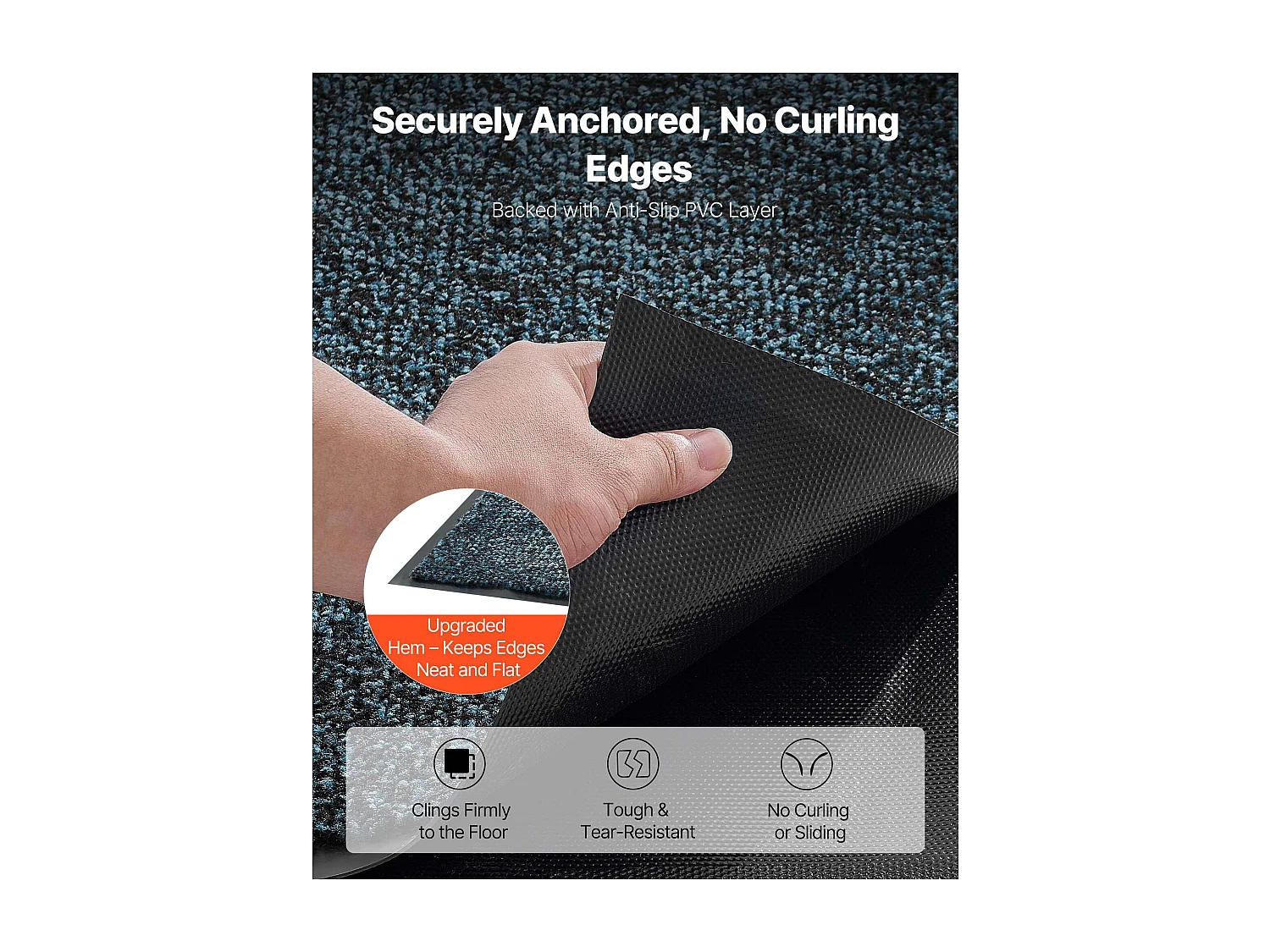 Mata Wejściowa SucceBuy, 183x122 cm, Wycieraczka Zewnętrzna Wewnętrzna z Antypoślizgowym Spodem PVC, Trwała Zmywalna, Łapie Pył, Niebieski Łupek