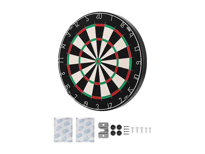 Cible de Fléchettes SucceBuy, 45 cm, Planche à Fléchettes Professionnelle en Fibre de Sisal Auto-Réparatrice avec Œil de Bœuf sans Agrafes, Fil de Lame