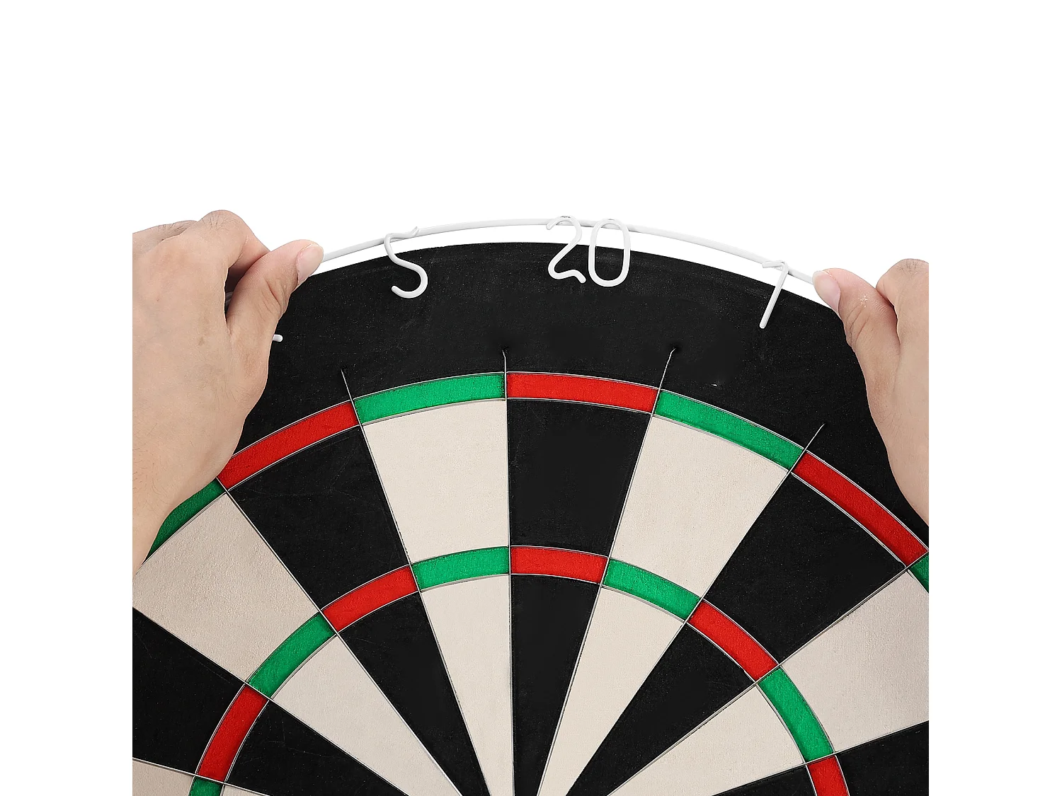 Cible de Fléchettes SucceBuy, 45 cm, Planche à Fléchettes Professionnelle en Fibre de Sisal Auto-Réparatrice avec Œil de Bœuf sans Agrafes, Fil de Lame