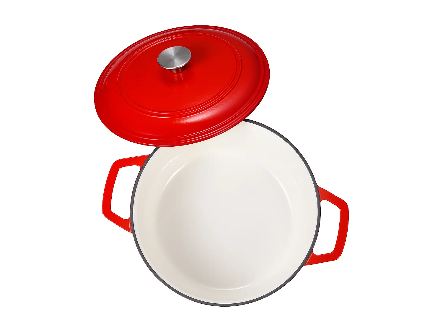 Olla SucceBuy de Hierro Fundido 5,68 L, Cacerola Esmaltada con Tapa y Dos Asas, Robusta y Duradera, para Hornos de Inducción hasta 260 °C, Roja