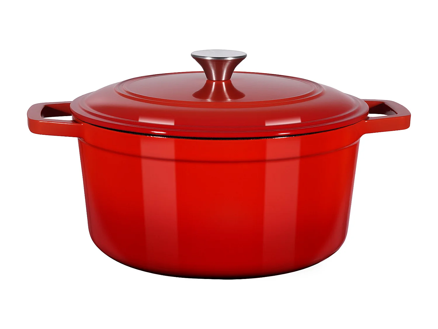 Olla SucceBuy de Hierro Fundido 5,68 L, Cacerola Esmaltada con Tapa y Dos Asas, Robusta y Duradera, para Hornos de Inducción hasta 260 °C, Roja