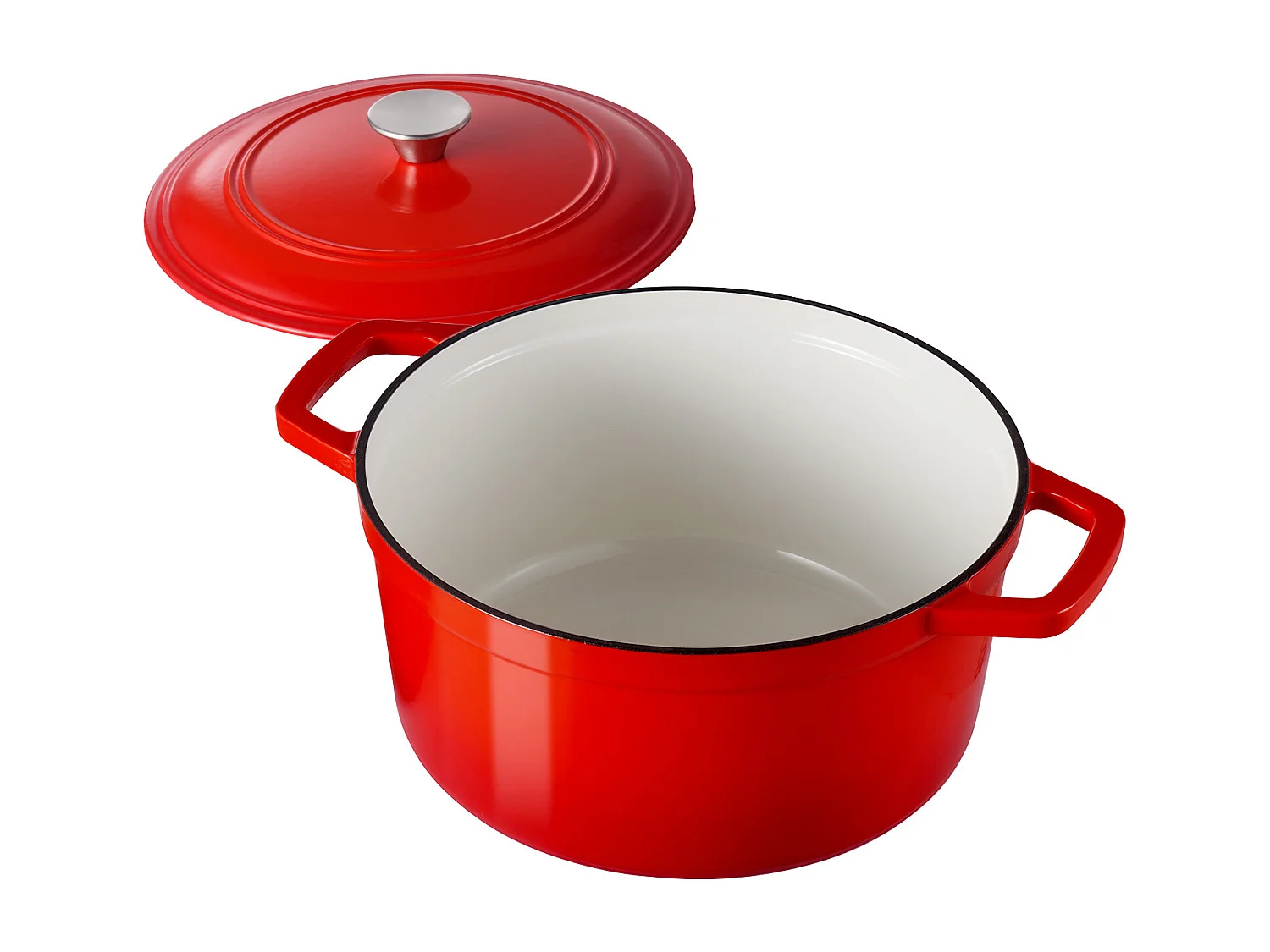 Olla SucceBuy de Hierro Fundido 5,68 L, Cacerola Esmaltada con Tapa y Dos Asas, Robusta y Duradera, para Hornos de Inducción hasta 260 °C, Roja