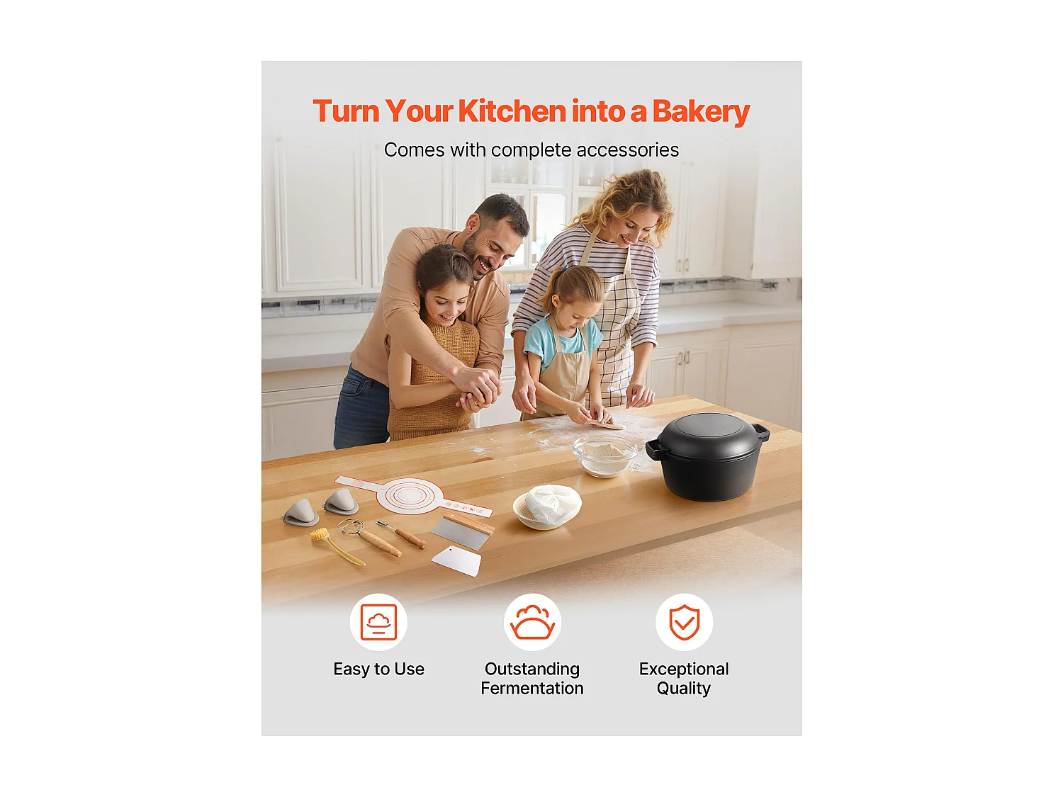 Cocotte SucceBuy en Fonte 2 en 1, Marmite Pré-assaisonnée avec Couvercle et Poignées, 4,73 L, Diamètre 26 cm, avec Panier de Fermentation, Noir