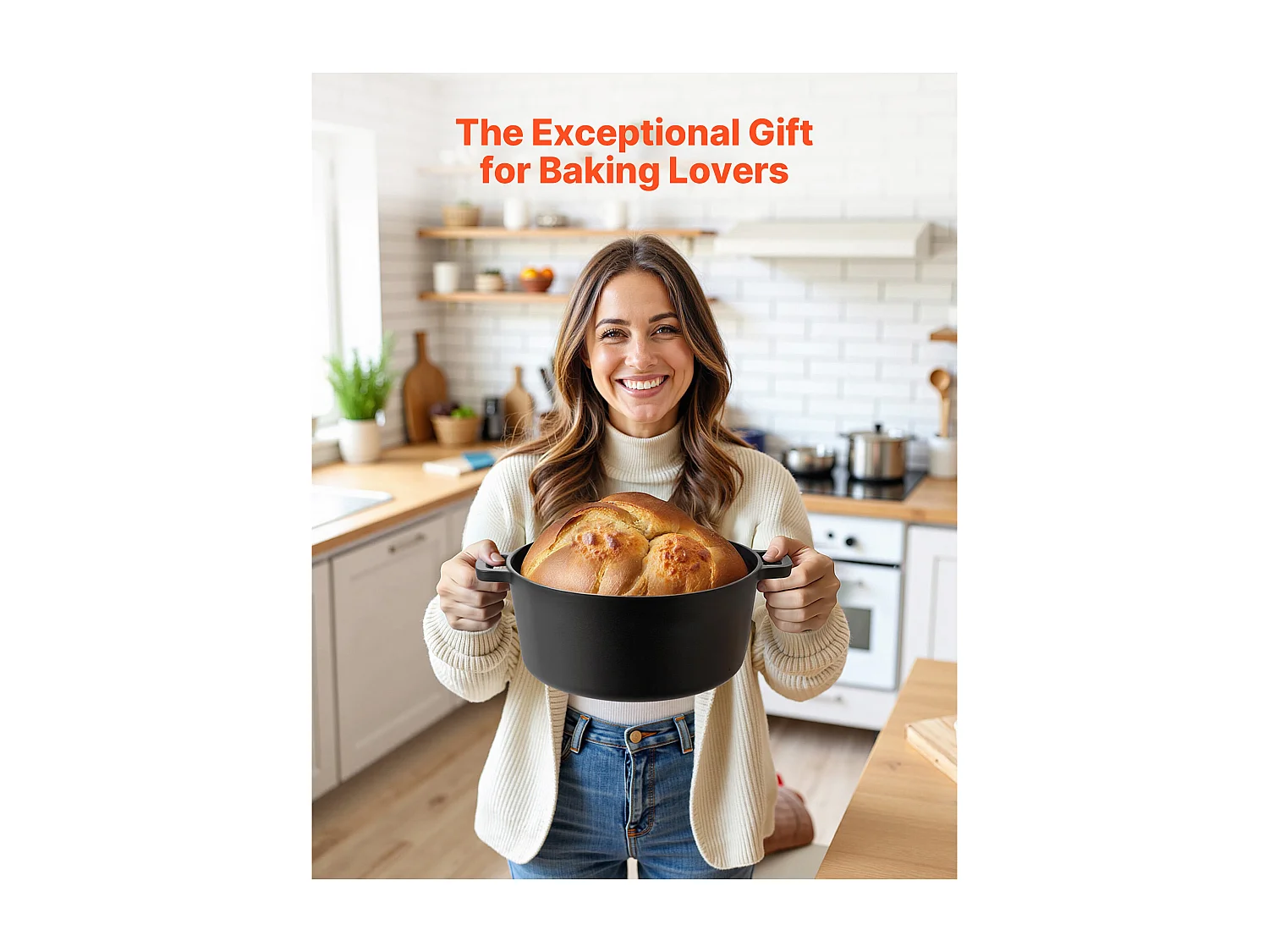 Cocotte SucceBuy en Fonte 2 en 1, Marmite Pré-assaisonnée avec Couvercle et Poignées, 4,73 L, Diamètre 26 cm, avec Panier de Fermentation, Noir