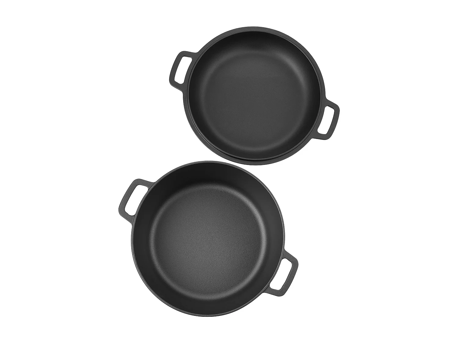 Cocotte SucceBuy en Fonte 2 en 1, Marmite Pré-assaisonnée avec Couvercle et Poignées, 4,73 L, Diamètre 26 cm, avec Panier de Fermentation, Noir