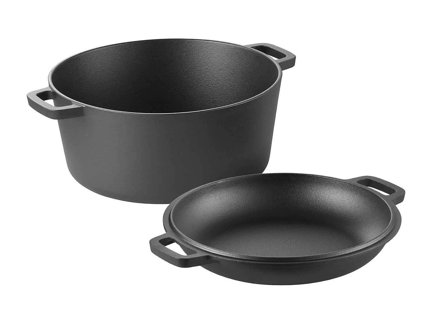 Cocotte SucceBuy en Fonte 2 en 1, Marmite Pré-assaisonnée avec Couvercle et Poignées, 4,73 L, Diamètre 26 cm, avec Panier de Fermentation, Noir