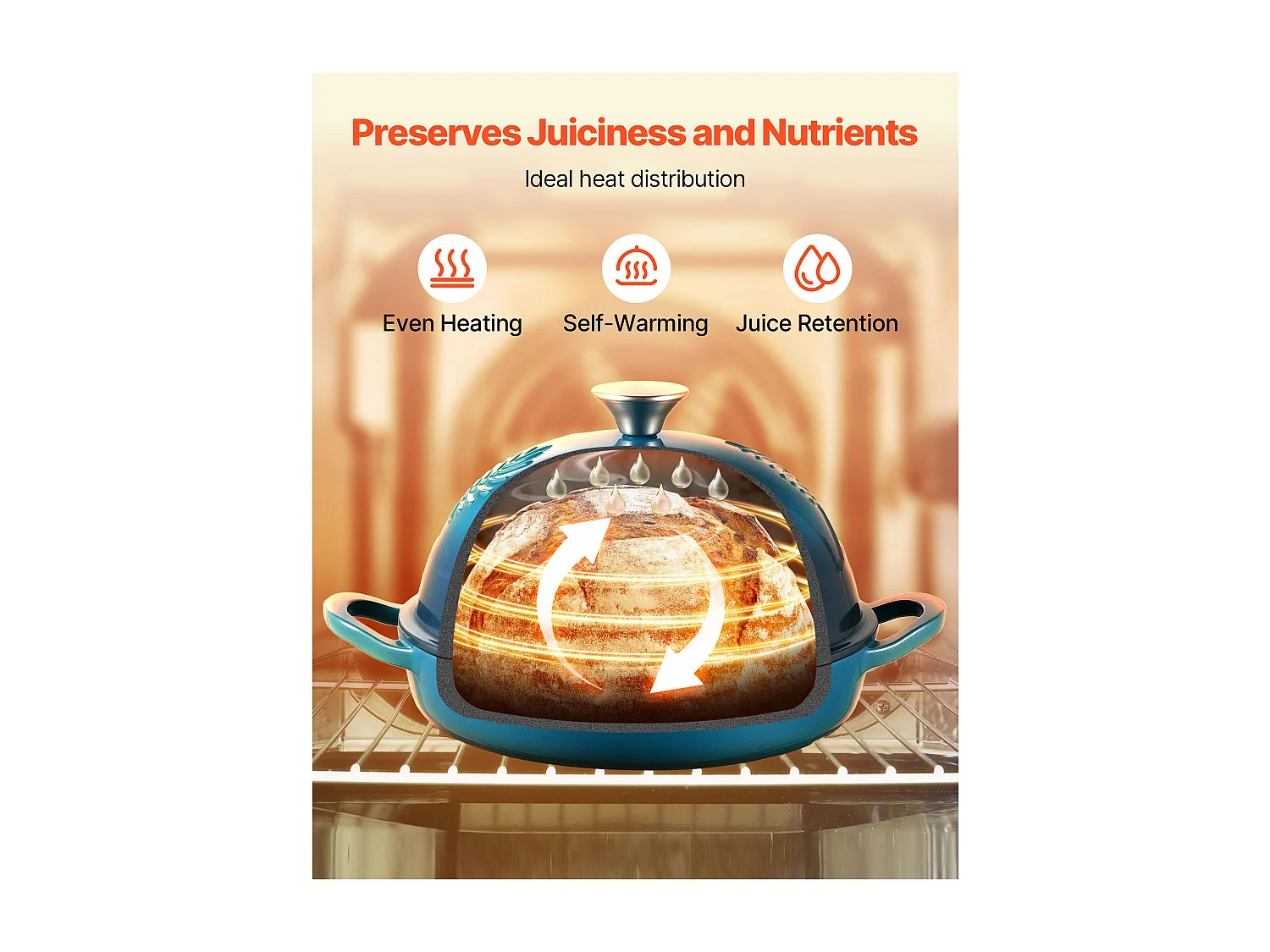 Olla SucceBuy de Hierro Fundido 4,73 L Cacerola Esmaltada para Cocción de Pan de Masa Madre, con Tapa y Dos Asas, Robusta y Duradera, para Cocción