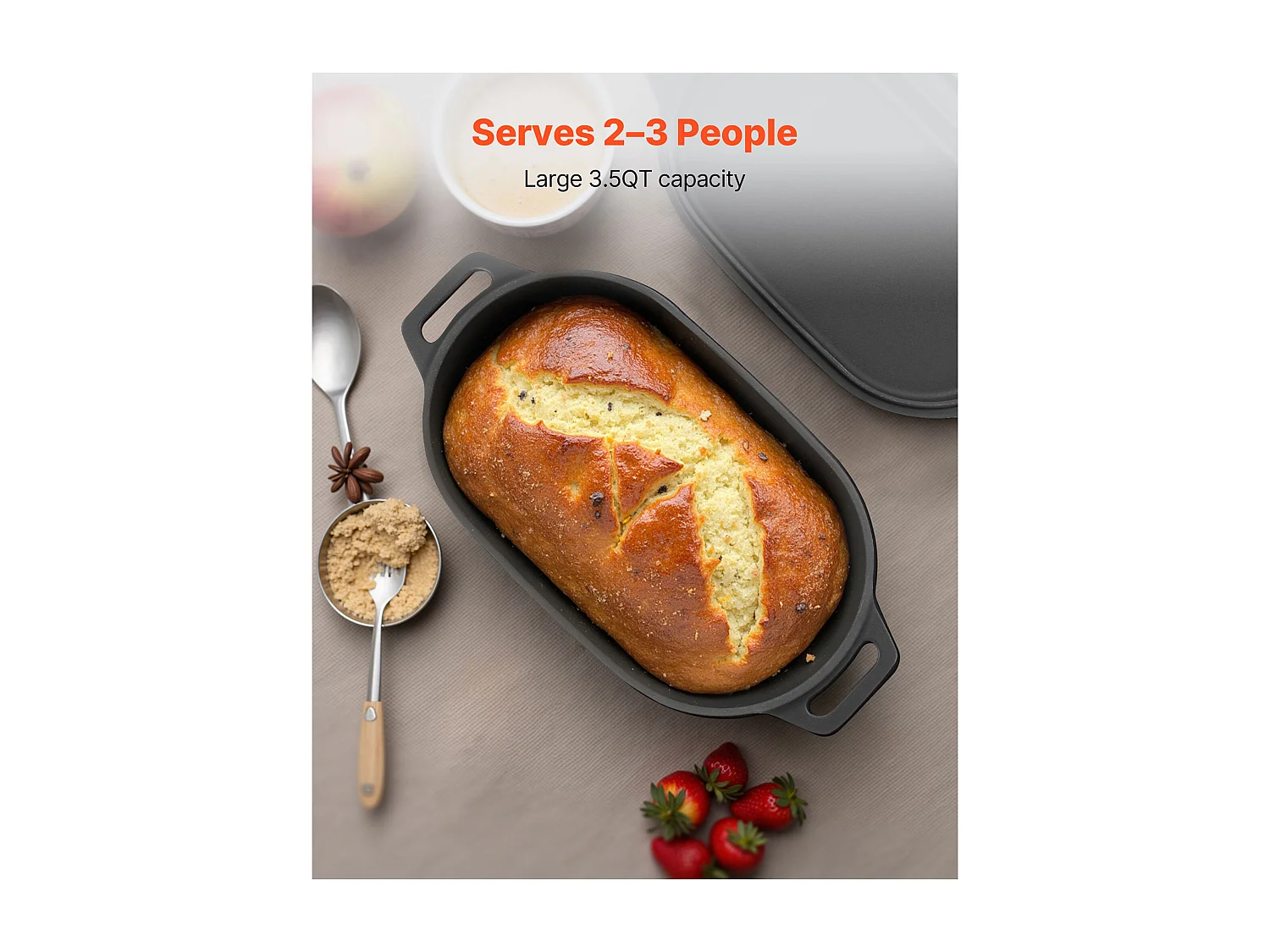 Panela SucceBuy de Ferro Fundido 3,31 L, Panela Esmaltada com Tampa e Duas Alças, Resistente e Durável, para Fornos de Indução até 260 °C, Preta