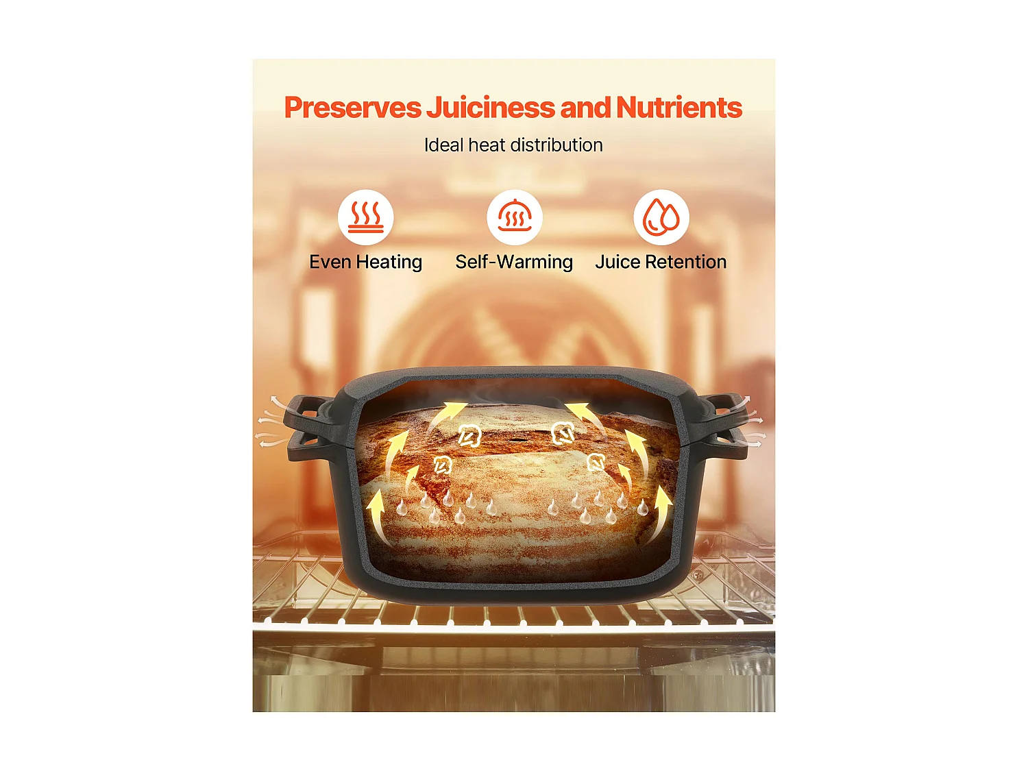 Panela SucceBuy de Ferro Fundido 3,31 L, Panela Esmaltada com Tampa e Duas Alças, Resistente e Durável, para Fornos de Indução até 260 °C, Preta