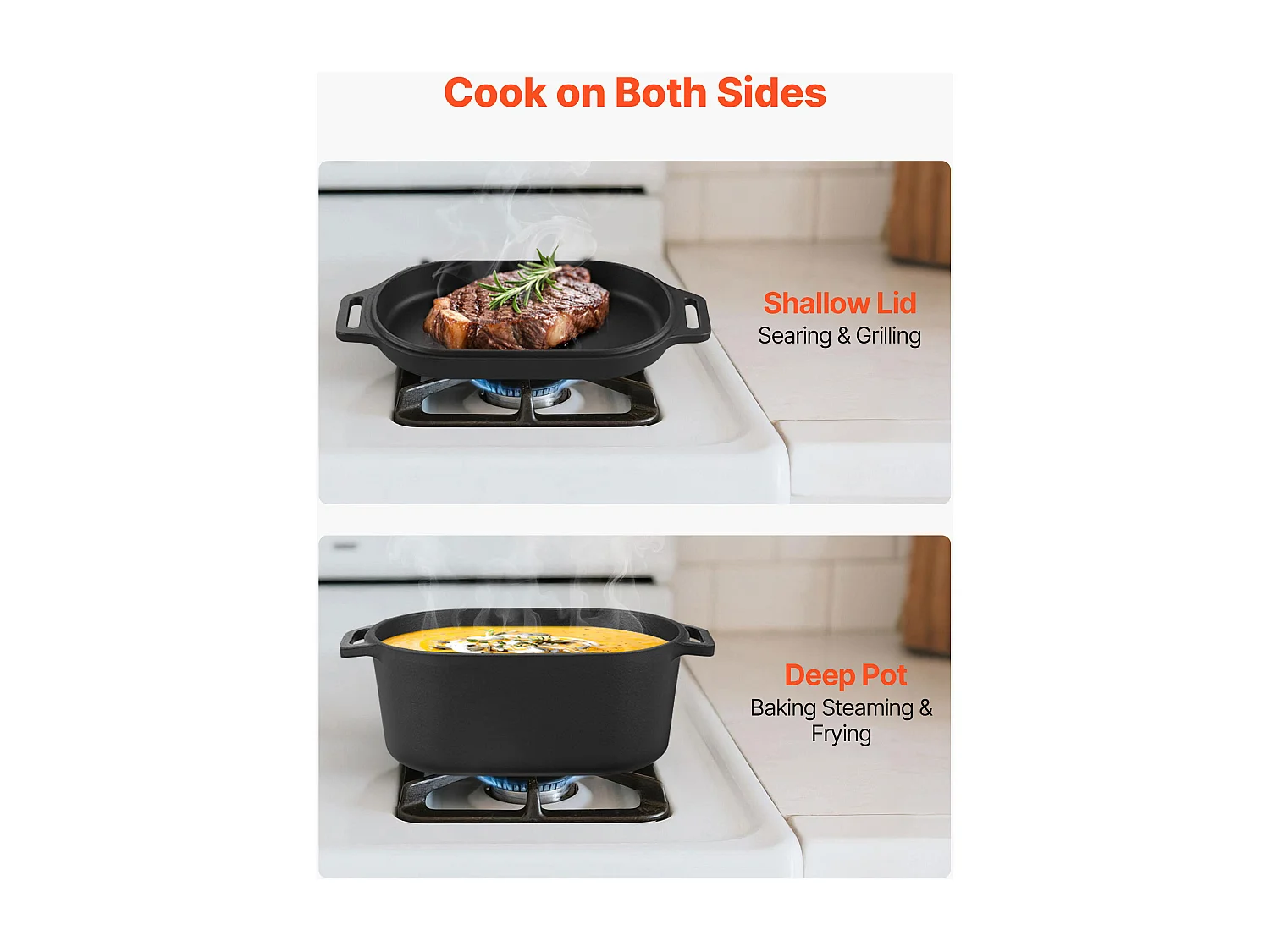 Panela SucceBuy de Ferro Fundido 3,31 L, Panela Esmaltada com Tampa e Duas Alças, Resistente e Durável, para Fornos de Indução até 260 °C, Preta