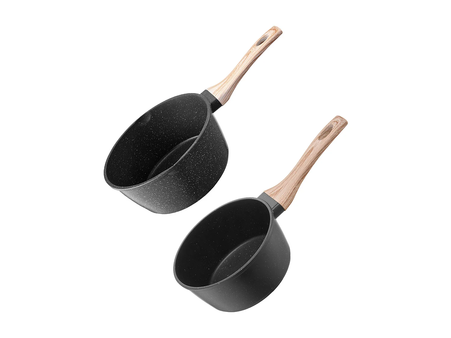 Ensemble de Casseroles SucceBuy de 1,4 L Et 2,4 L, Poêlon avec Revêtement Antiadhésif, Couvercle en Verre Et Poignée Amovible, Multifonctions