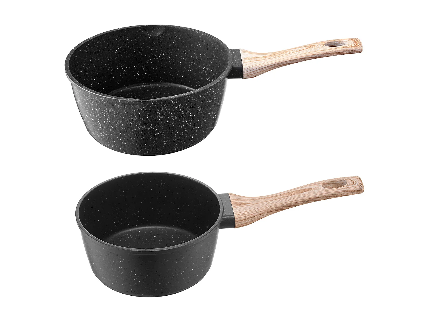 Ensemble de Casseroles SucceBuy de 1,4 L Et 2,4 L, Poêlon avec Revêtement Antiadhésif, Couvercle en Verre Et Poignée Amovible, Multifonctions