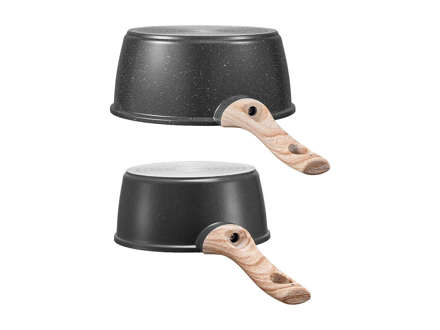 Ensemble de Casseroles SucceBuy de 1,4 L Et 2,4 L, Poêlon avec Revêtement Antiadhésif, Couvercle en Verre Et Poignée Amovible, Multifonctions