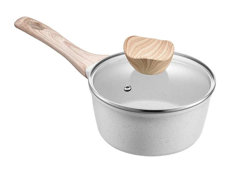 Casserole SucceBuy de 1,4 L, Poêlon avec Revêtement Antiadhésif, Couvercle en Verre Trempé Et Poignée Amovible, Multifonctions, Marmite Compatible avec Cuisine