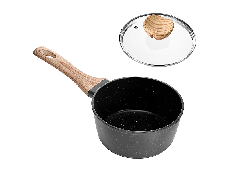 Casseruola SucceBuy da 1,4 L, Pentolino con Rivestimento Antiaderente, Coperchio in Vetro Temperato E Manico Removibile, Pentola Compatibile con Cucina