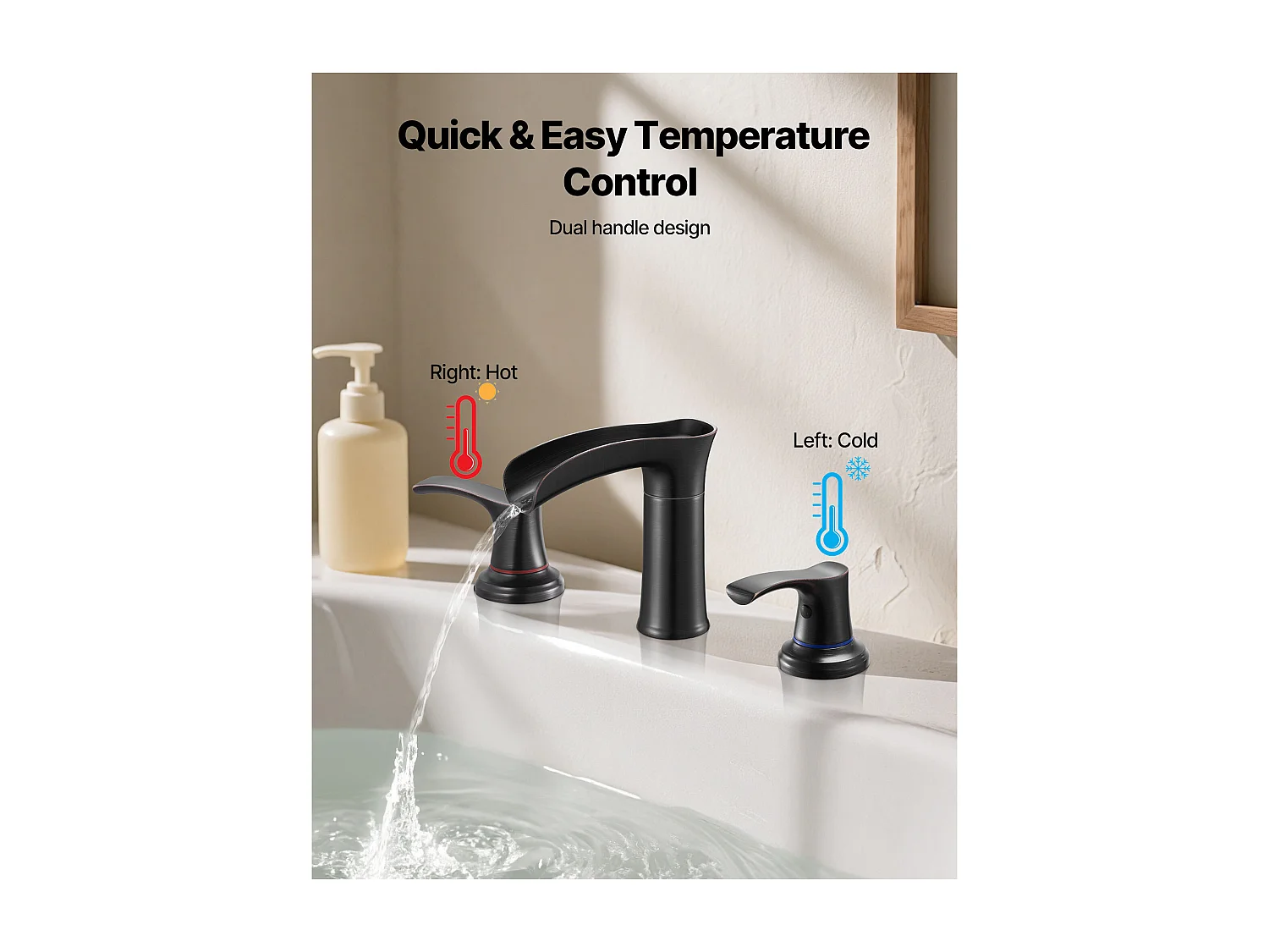 Mitigeur de Baignoire Romaine SucceBuy, Robinet de Baignoire à 3 Trous, Cascade, en Alliage de Zinc, avec 2 Poignées, Anti-goutte, Bronze Huilé