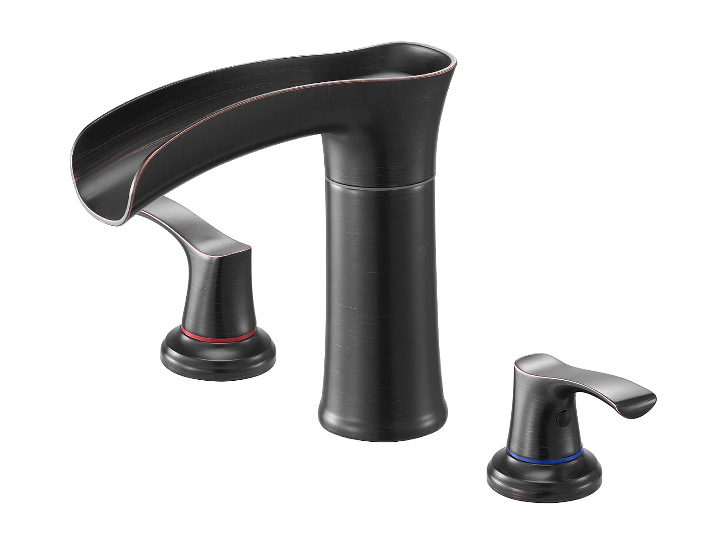 Mitigeur de Baignoire Romaine SucceBuy, Robinet de Baignoire à 3 Trous, Cascade, en Alliage de Zinc, avec 2 Poignées, Anti-goutte, Bronze Huilé