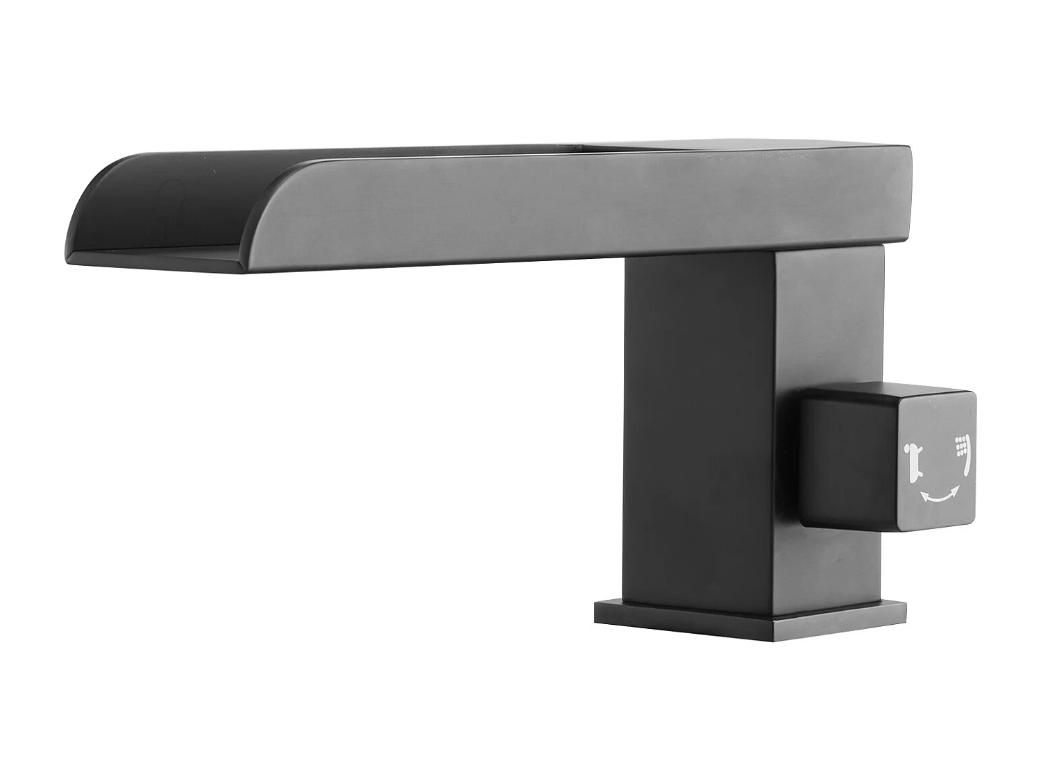 Grifo de Bañera Romana SucceBuy, Grifo de Bañera con 3 Agujeros, Cascada, con Cabezal de Ducha y Una Asa, en Acero Inoxidable, Negro Mate