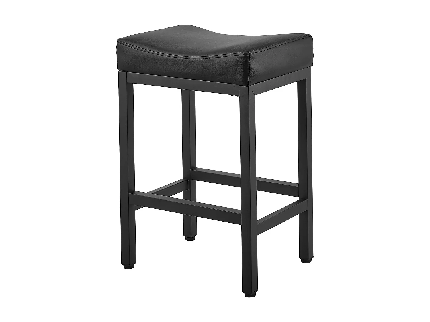 Tabouret de Bar SucceBuy, Lot de 2, Chaise de Bar en Cuir Synthétique Confortable, 62.5 cm de Haut, avec Siège de Selle Et Pieds en Métal, sans Dossier, Noir