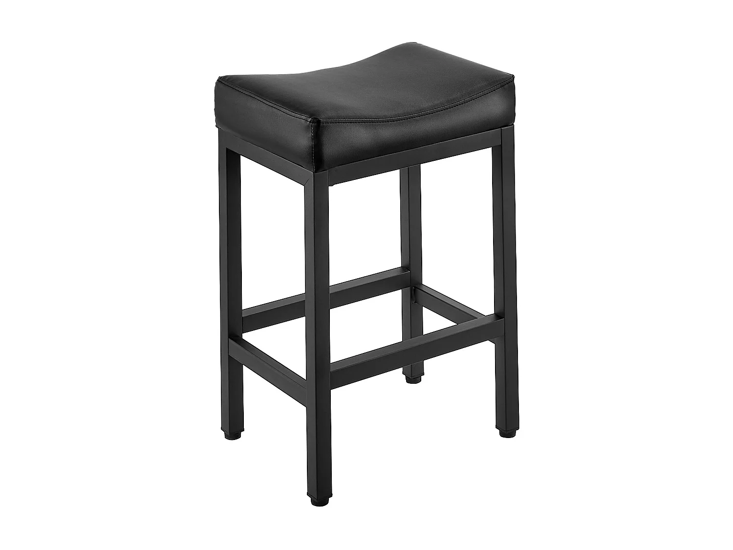 Tabouret de Bar SucceBuy, Lot de 2, Chaise de Bar en Cuir Synthétique Confortable, 62.5 cm de Haut, avec Siège de Selle Et Pieds en Métal, sans Dossier, Noir