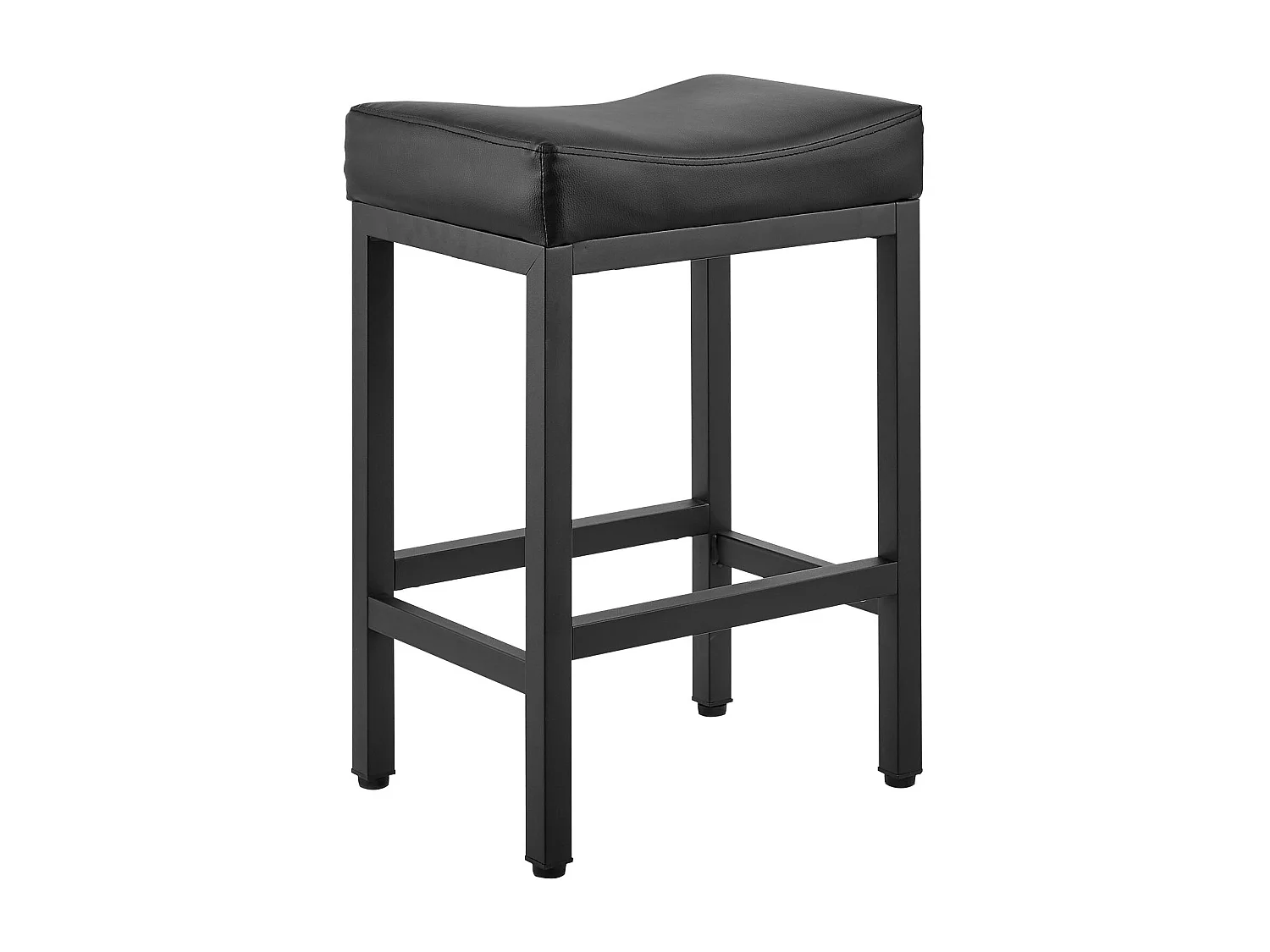 Tabouret de Bar SucceBuy, Lot de 2, Chaise de Bar en Cuir Synthétique Confortable, 62.5 cm de Haut, avec Siège de Selle Et Pieds en Métal, sans Dossier, Noir