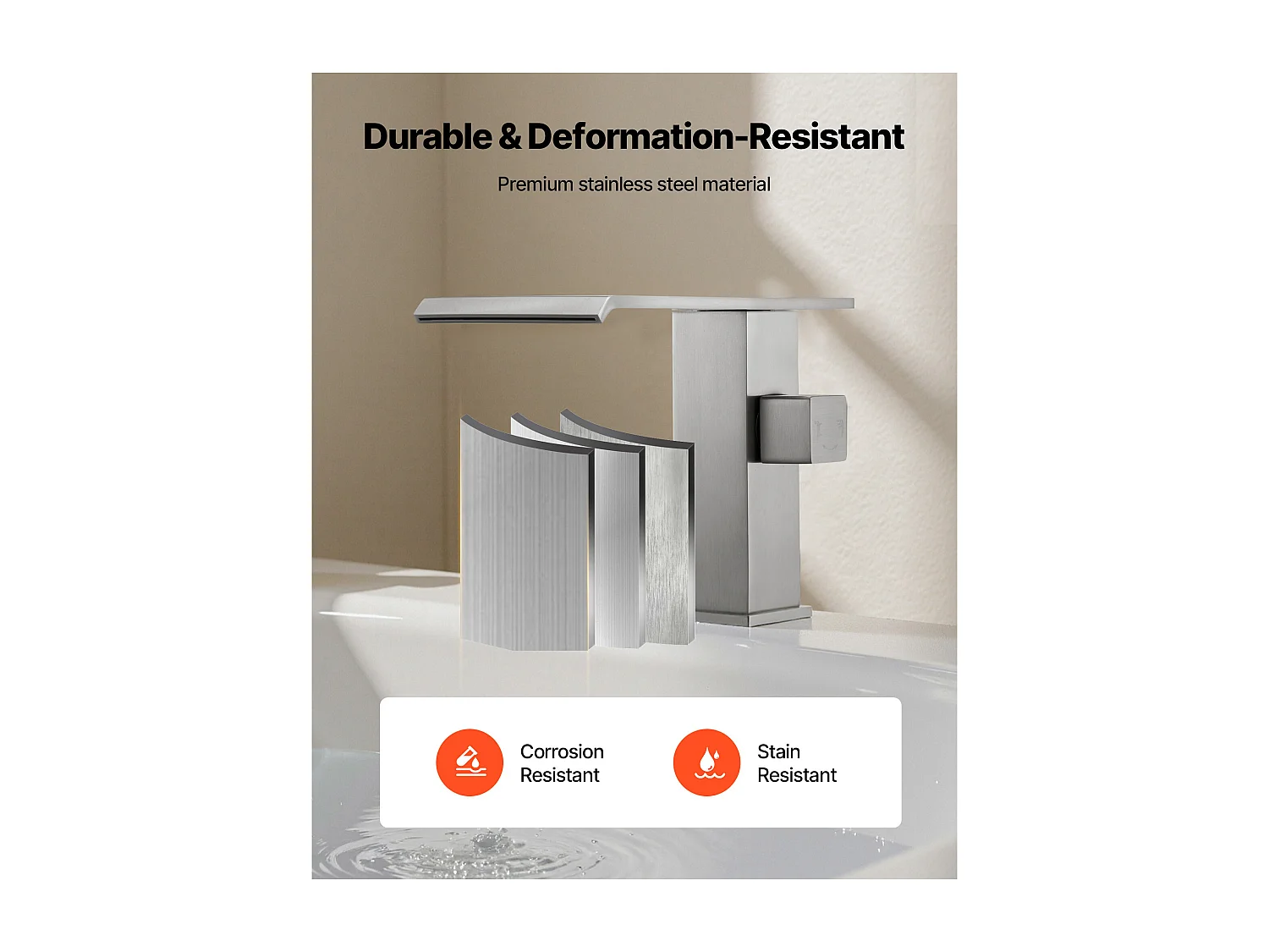 Grifo de Bañera Romana SucceBuy, Grifo de Baño 3 Agujeros, Cascada, con Cabezal de Ducha y 1 Asa, en Acero Inoxidable Cepillado, para Cuarto de Baño