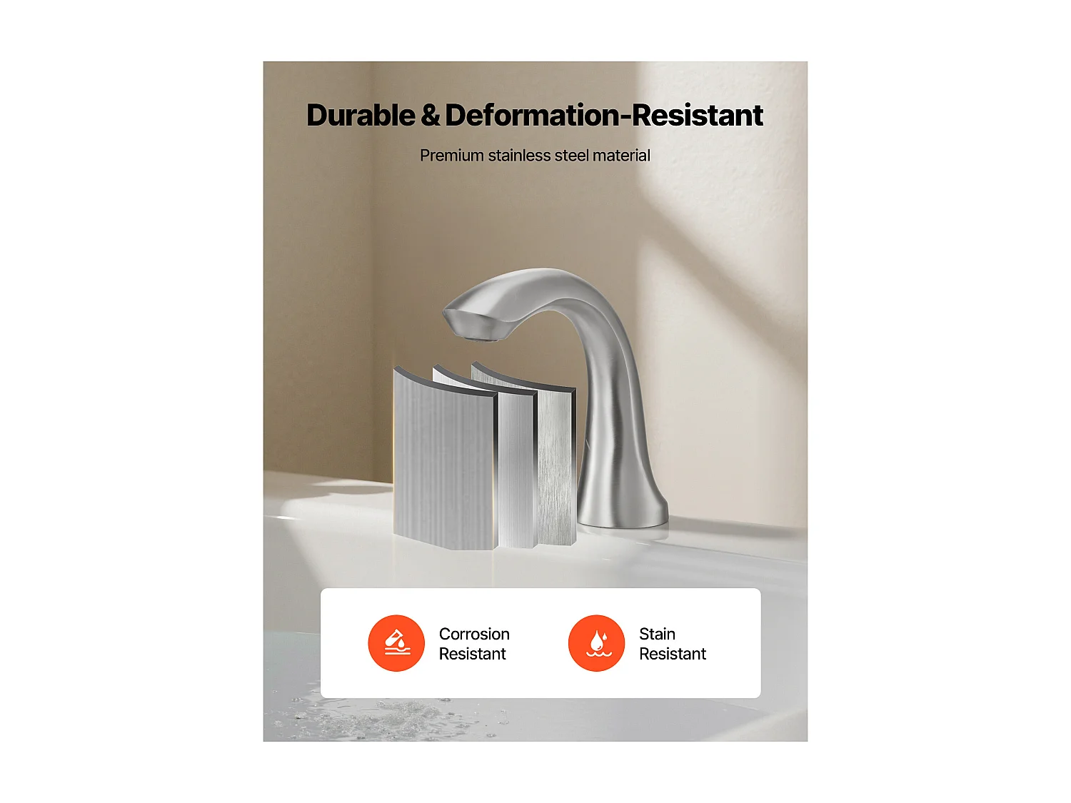 Bateria Wanna Rzymska SucceBuy, Kran do Wanny z Łabędzią Szyją z 3 Otworami i 2 Gałkami, Zestaw Armatury Łazienkowej z Montażem