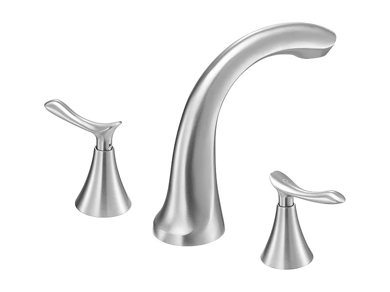 Bateria Wanna Rzymska SucceBuy, Kran do Wanny z Łabędzią Szyją z 3 Otworami i 2 Gałkami, Zestaw Armatury Łazienkowej z Montażem