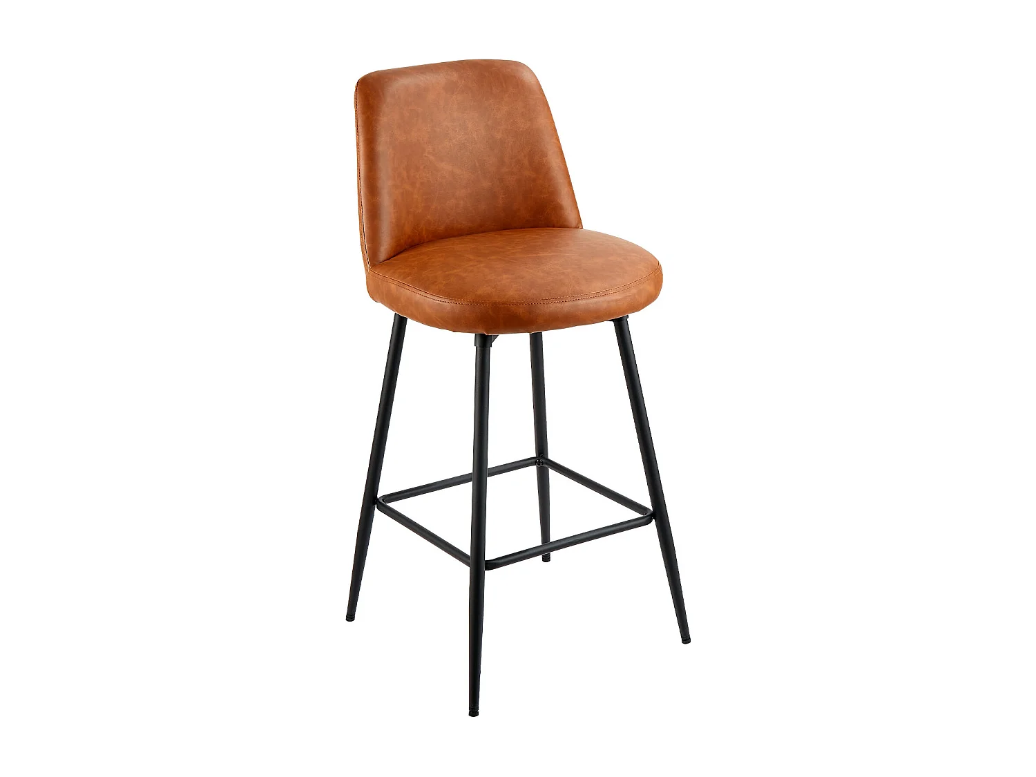 Taburete de Bar SucceBuy, Lote de 3, Silla de Bar Moderna en Piel de PU, Asiento de Cocina Giratorio, 68.6 cm de Alto, con Respaldo Y Pies en Metal, Marrón