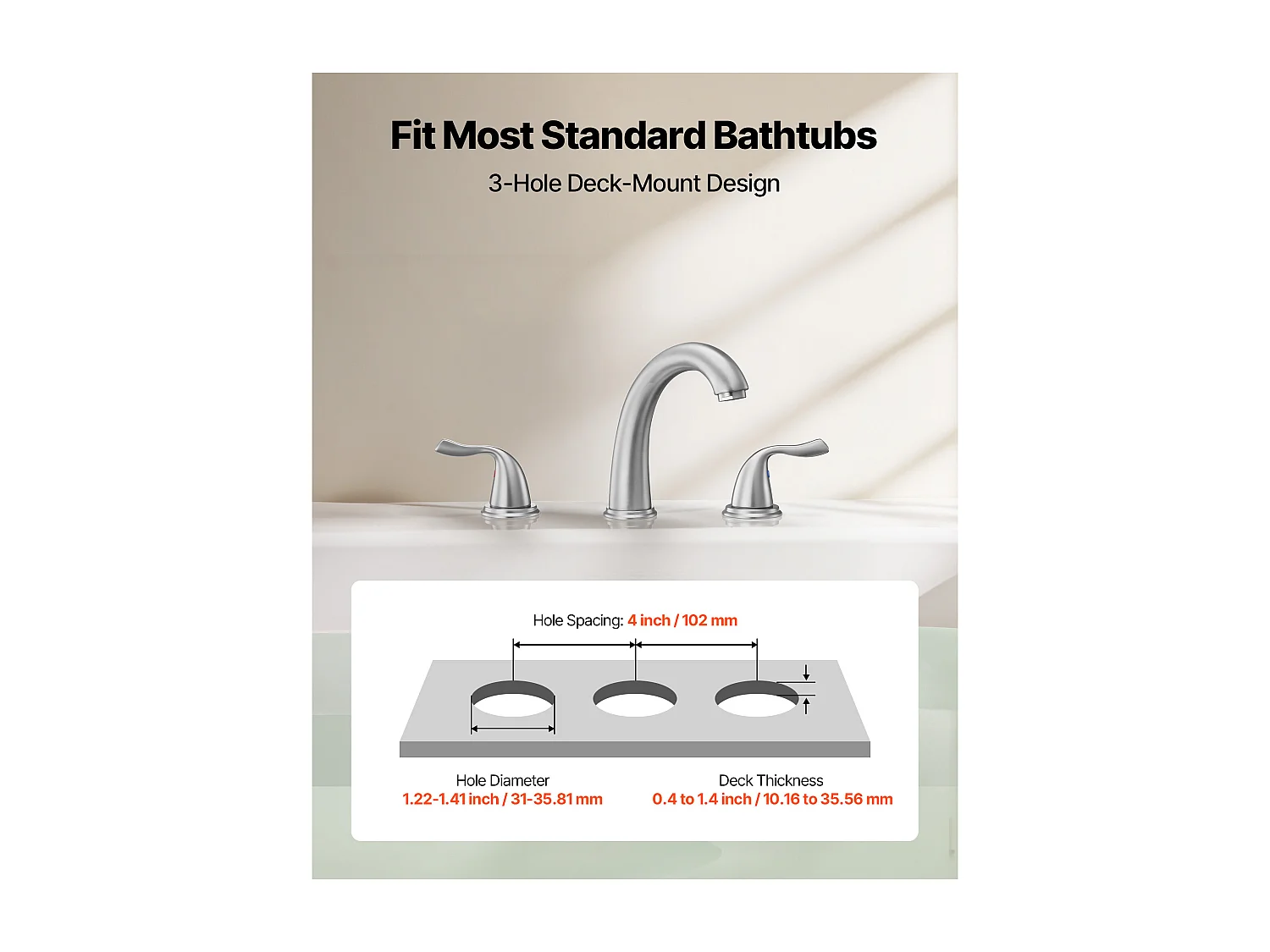 Badkuip Mengkraan Romeins SucceBuy, Badkuip Kraan Waterval Zwanenhals, Set van Kraanwerk 3 Gaten met 2 Handgrepen, Op het Aanrecht Montage