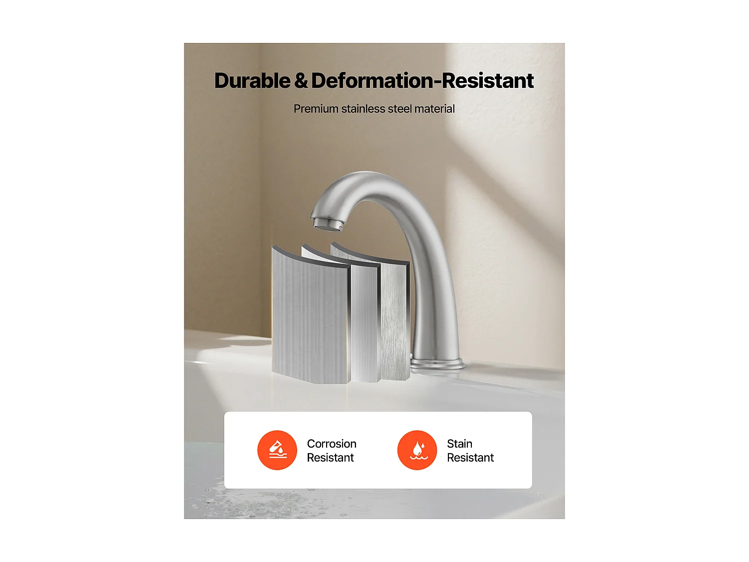 Badkuip Mengkraan Romeins SucceBuy, Badkuip Kraan Waterval Zwanenhals, Set van Kraanwerk 3 Gaten met 2 Handgrepen, Op het Aanrecht Montage