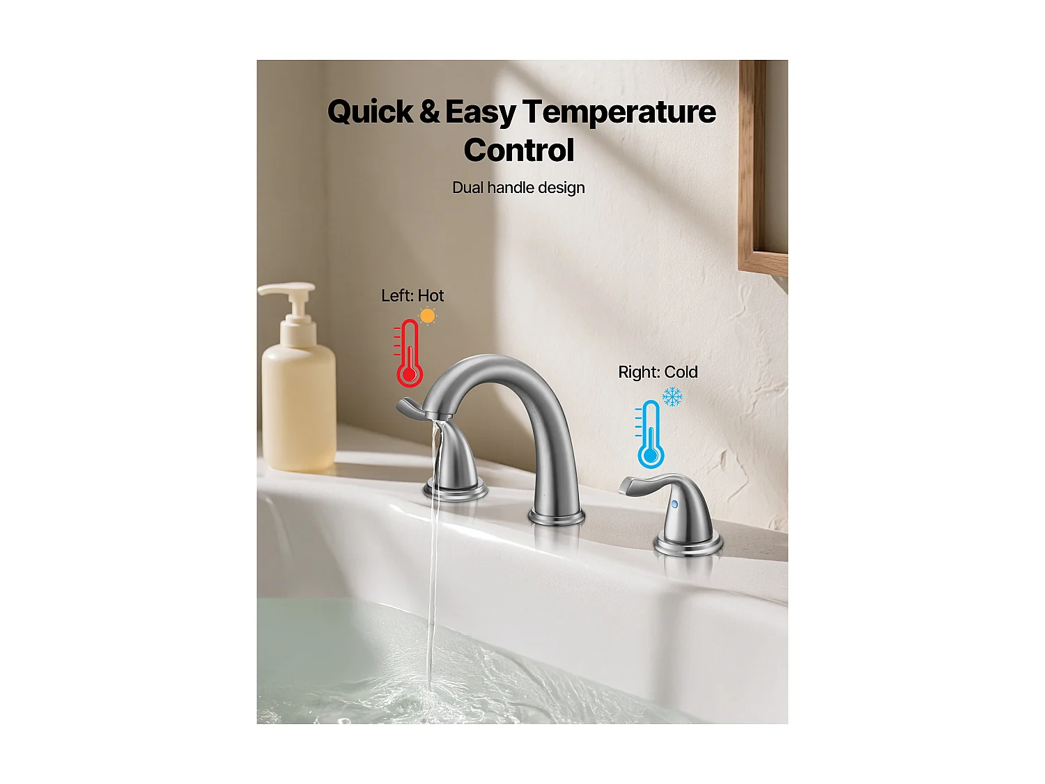 Badkuip Mengkraan Romeins SucceBuy, Badkuip Kraan Waterval Zwanenhals, Set van Kraanwerk 3 Gaten met 2 Handgrepen, Op het Aanrecht Montage