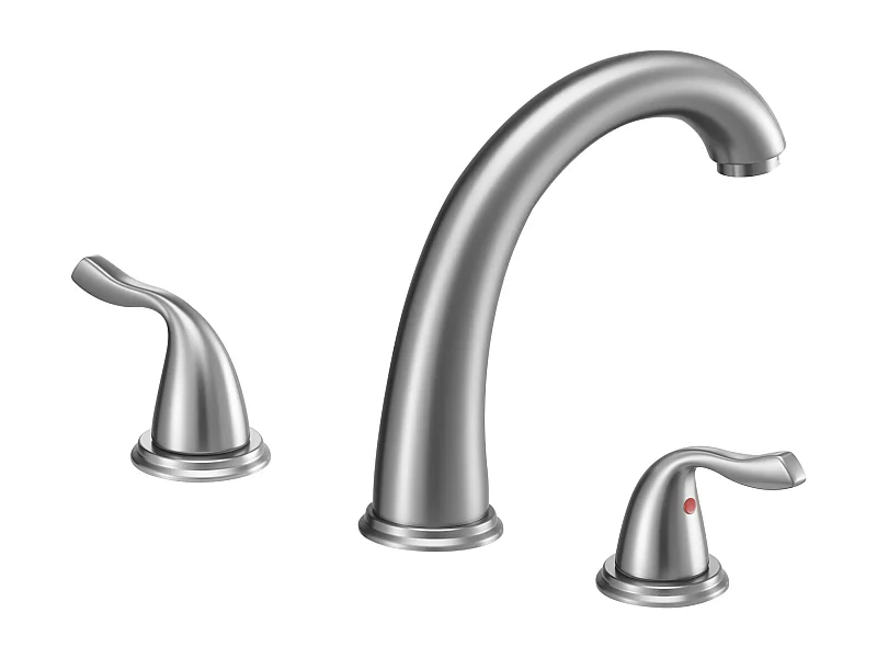 Badkuip Mengkraan Romeins SucceBuy, Badkuip Kraan Waterval Zwanenhals, Set van Kraanwerk 3 Gaten met 2 Handgrepen, Op het Aanrecht Montage