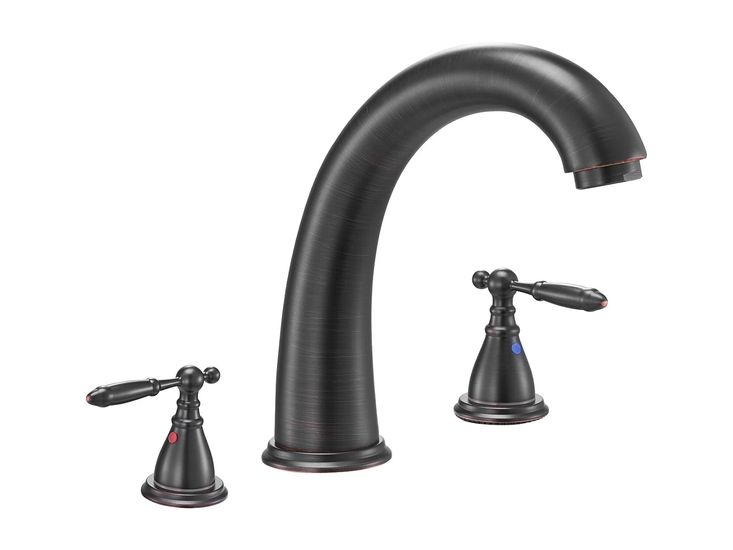 Bateria Wanna Rzymska SucceBuy, Kran do Wanny z Łabędzią Szyją z 3 Otworami i 2 Gałkami, Zestaw Armatury Łazienkowej z Montażem