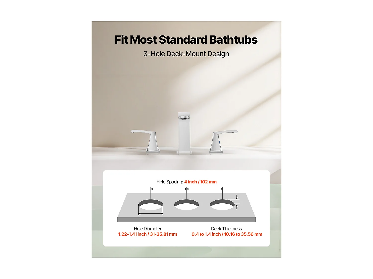 Badkuip Mengkraan Romeins SucceBuy, Badkuip Kraan 3 Gaten met 2 Handgrepen, Set van Badkamer Kraanwerk met Op het Aanrecht Montage, Uitloop in Rechte Hoek