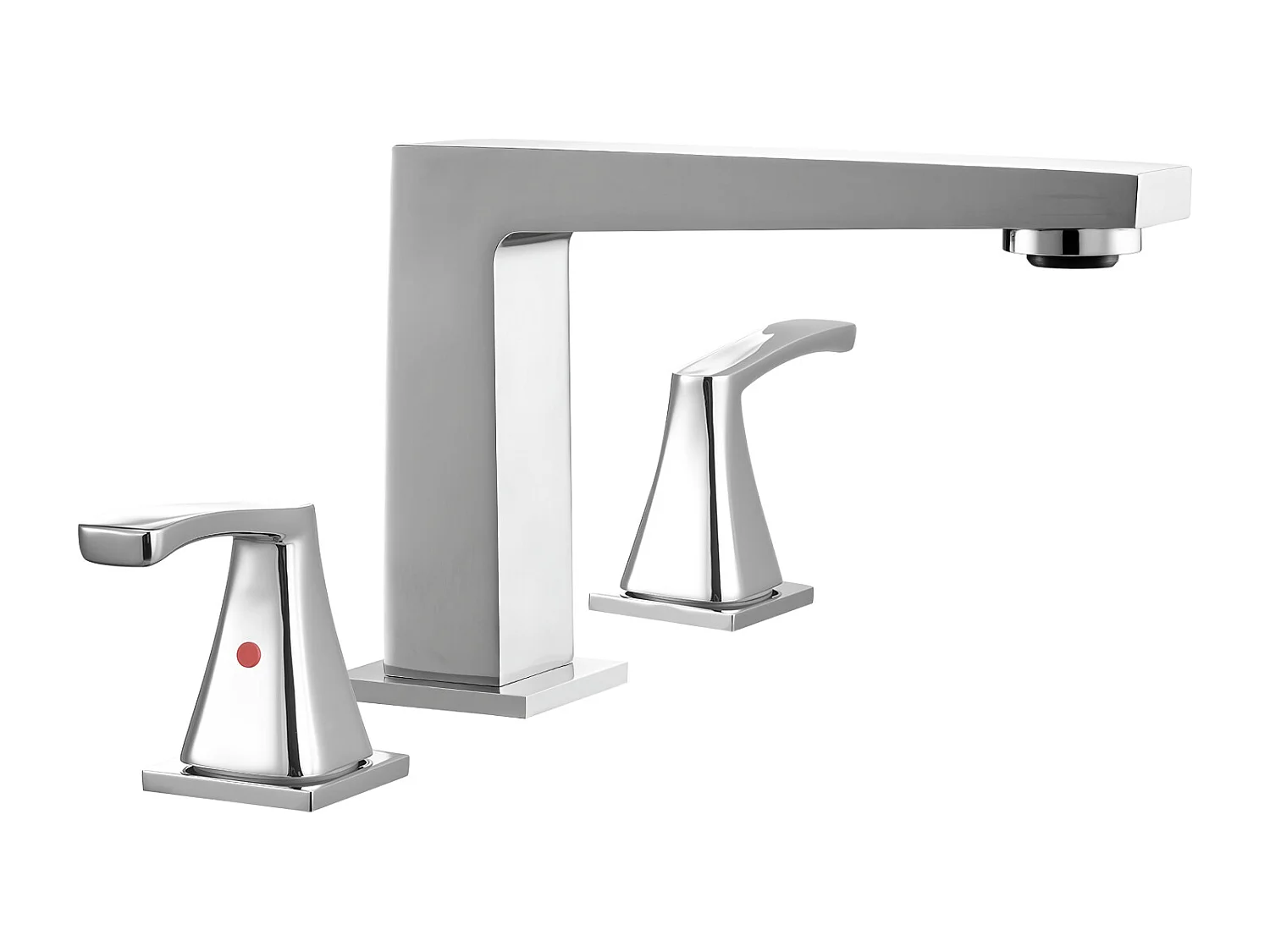 Badkuip Mengkraan Romeins SucceBuy, Badkuip Kraan 3 Gaten met 2 Handgrepen, Set van Badkamer Kraanwerk met Op het Aanrecht Montage, Uitloop in Rechte Hoek