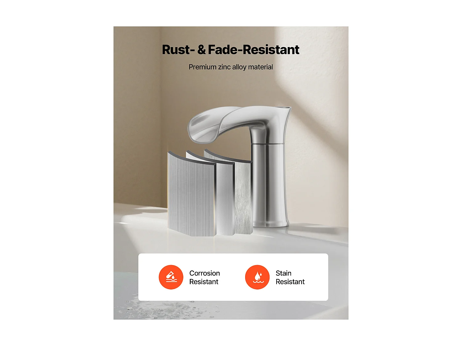 Badkuip Mengkraan Romeins SucceBuy, Badkamer Kraan Waterval, Set van Kraanwerk 3 Gaten met 2 Handgrepen, in Zinklegering, Op het Aanrecht Montage