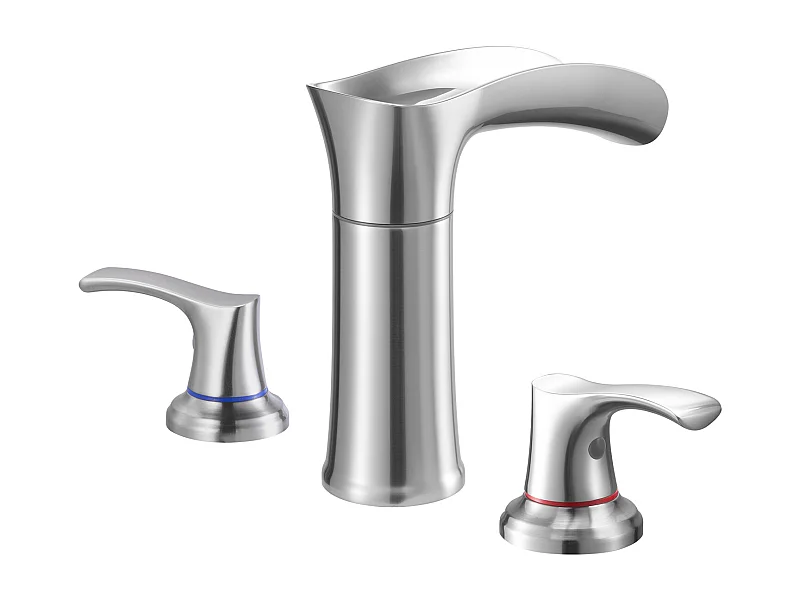 Badkuip Mengkraan Romeins SucceBuy, Badkamer Kraan Waterval, Set van Kraanwerk 3 Gaten met 2 Handgrepen, in Zinklegering, Op het Aanrecht Montage