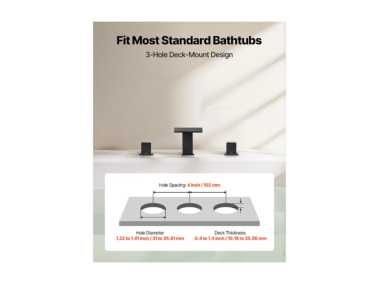 Badkuip Mengkraan Waterval SucceBuy, Badkuip Kraan Romeins, 3 Gaten met 2 Handgrepen, Set van Badkamer Kraanwerk, in Roestvrij Staal