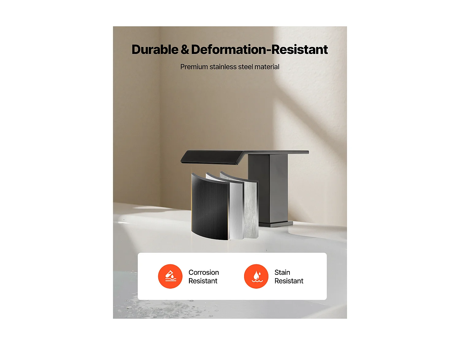 Badkuip Mengkraan Waterval SucceBuy, Badkuip Kraan Romeins, 3 Gaten met 2 Handgrepen, Set van Badkamer Kraanwerk, in Roestvrij Staal