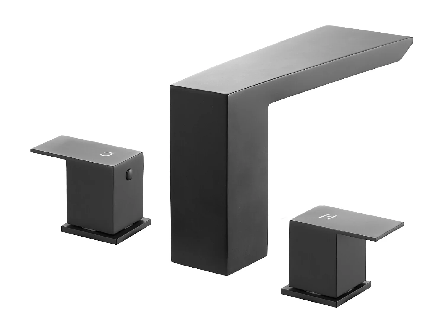 Badkuip Mengkraan Romeins SucceBuy, Badkuip Kraan 3 Gaten met 2 Handgrepen, Set van Badkamer Kraanwerk in Roestvrij Staal, Mat Zwart