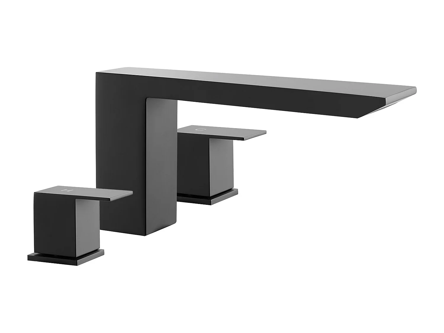 Badkuip Mengkraan Romeins SucceBuy, Badkuip Kraan 3 Gaten met 2 Handgrepen, Set van Badkamer Kraanwerk in Roestvrij Staal, Mat Zwart