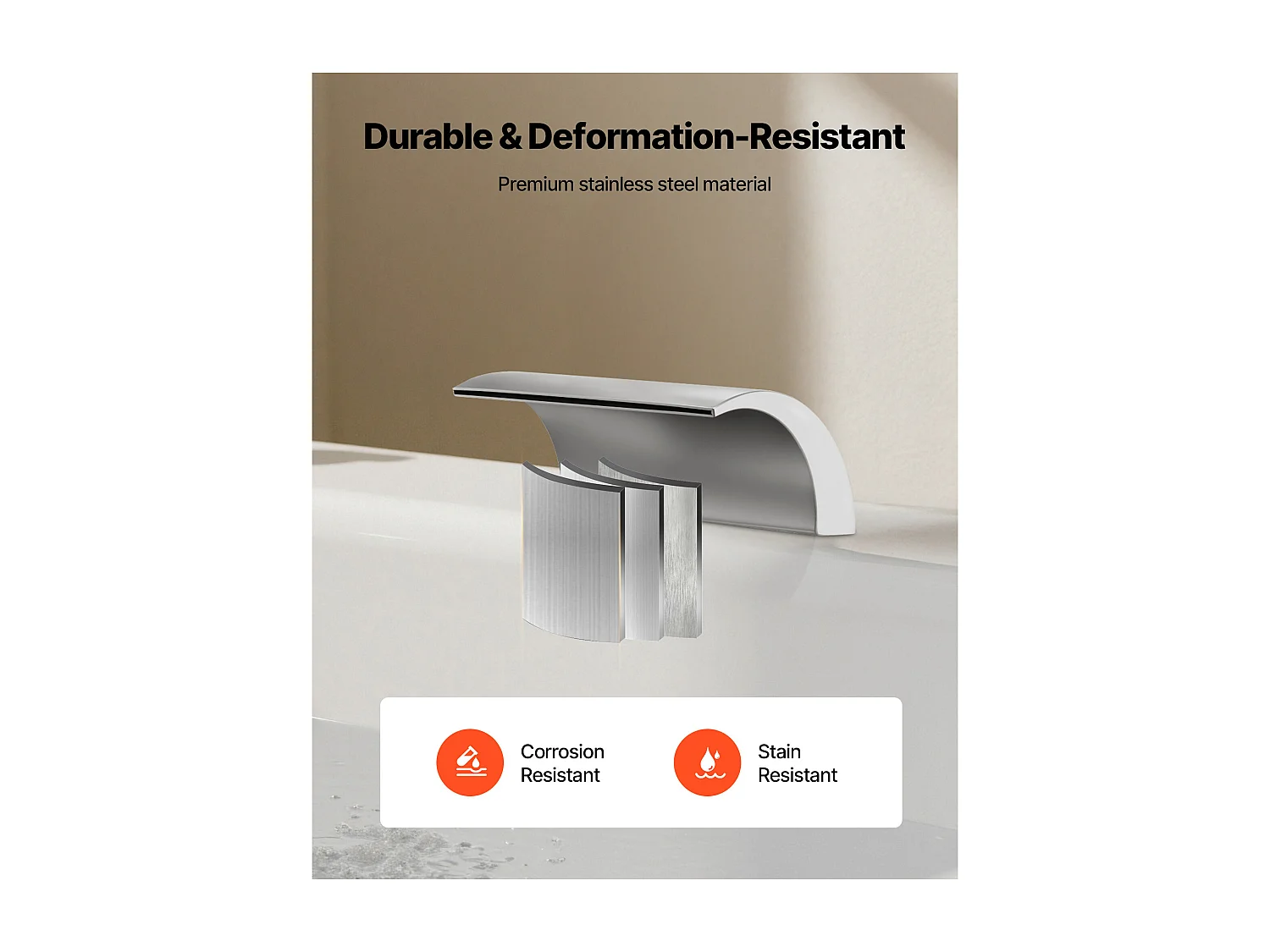 Badkuip Mengkraan Romeins SucceBuy, Badkuip Kraan Waterval, Set van Kraanwerk 3 Gaten met 2 Handgrepen, Dubbele Waterstroom, Op het Aanrecht Montage