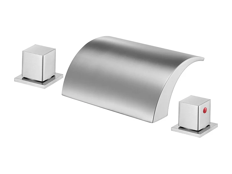 Badkuip Mengkraan Romeins SucceBuy, Badkuip Kraan Waterval, Set van Kraanwerk 3 Gaten met 2 Handgrepen, Dubbele Waterstroom, Op het Aanrecht Montage