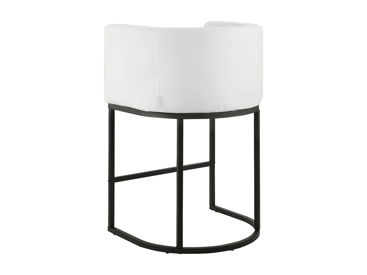 Barstoel SucceBuy, Set van 3, Barstoel in Stof, 63.5 cm Hoog, Keukenstoel met Rugleuning, Armleuningen, Metaalstructuur En Voetensteun, Wit