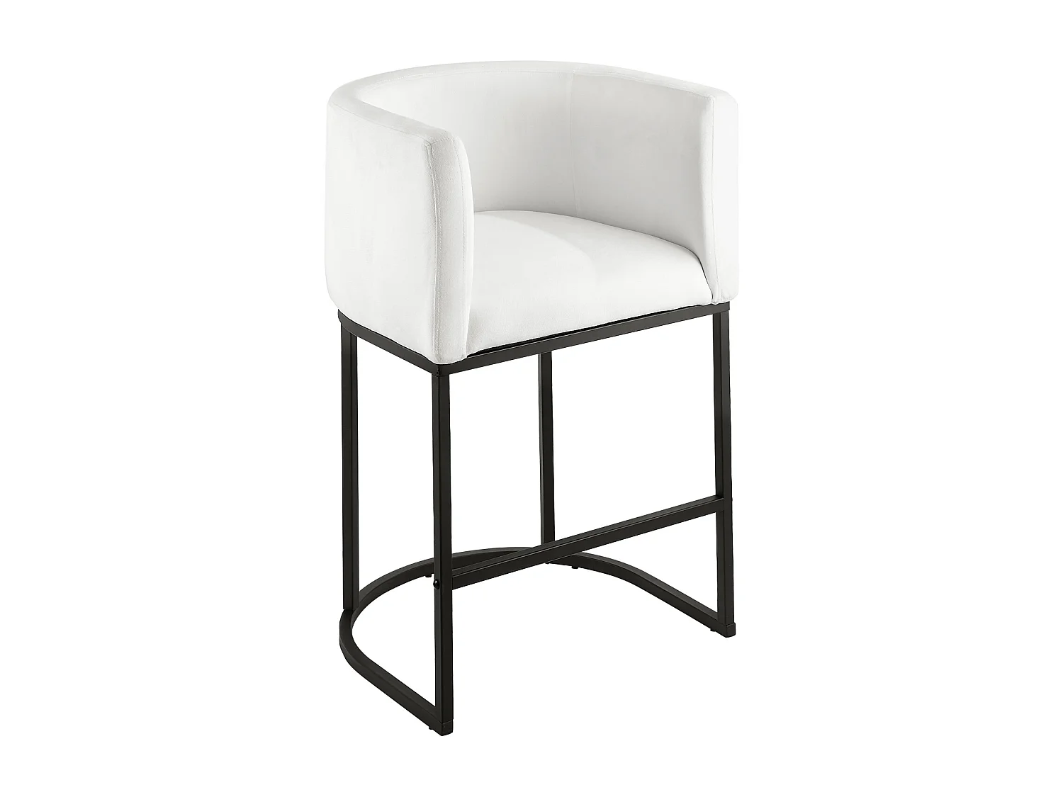 Tabouret de Bar SucceBuy, Lot de 3, Chaise de Bar en Tissu, 63.5 cm Haut, Siège de Cuisine avec Dossier, Accoudoirs, Structure en Métal Et Repose-pieds, Blanc
