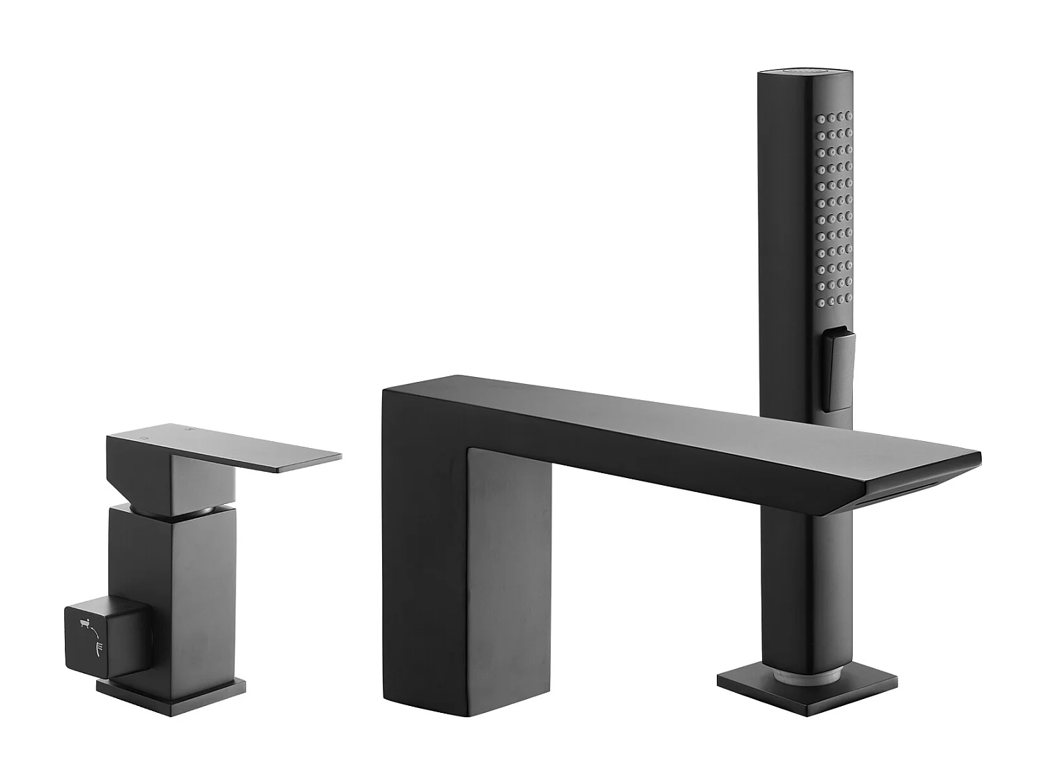 Mitigeur de Baignoire Romaine SucceBuy, Robinet de Bain à 3 Trous, Cascade, avec Pommeau de Douche et Une Poignée, en Acier Inoxydable, Anti-goutte