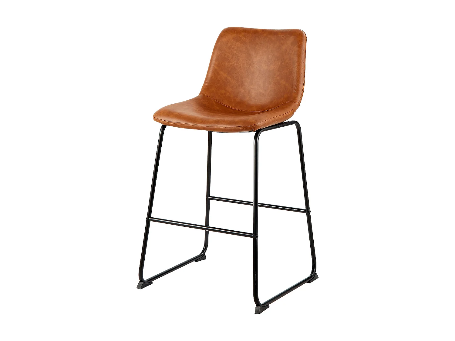 Tabouret de Bar SucceBuy, Lot de 4, Chaise de Bar en Cuir PU Confortable, 65 cm de Haut, Siège de Cuisine avec Dossier Et Pieds en Métal, Marron